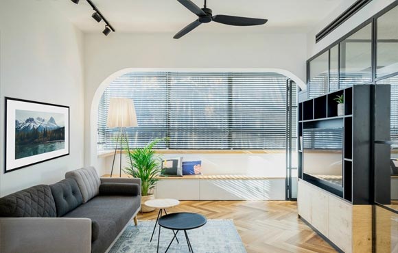 电视墙隔出双办公区，阳台装卡座，设计简洁却很实用的小公寓！