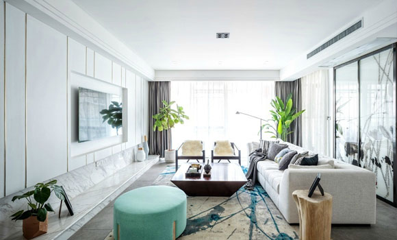 不一样的新中式风格装修设计，卧室电视柜悬空，入户花园最实用！