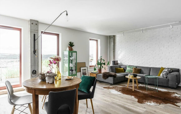 有个性的北欧风空间，厨房岛台下设计成书柜，全屋简洁大方很实用！