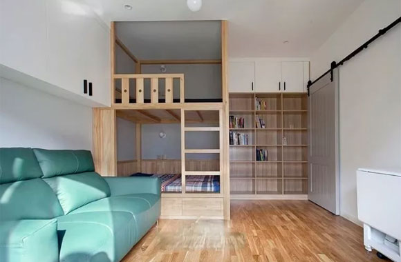 46㎡做两房住下一家四口，全屋打满柜子，这设计真是绝了！