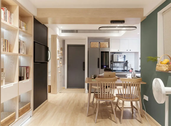 客厅改成榻米卧室,阳台当书房,52㎡小房子这么装1房变2房!