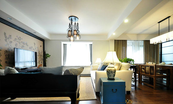 有点混搭的新中式风格装修,融合古典韵味与时尚,效果很少见!