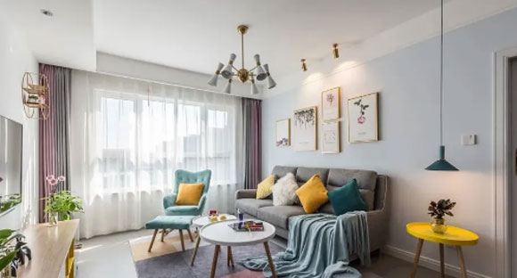 90㎡2居室装修，简约北欧风设计很温馨，全屋软装搭配真漂亮！