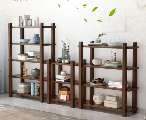 茗馨简易现代简约落地式实木书架书柜组合置物架！