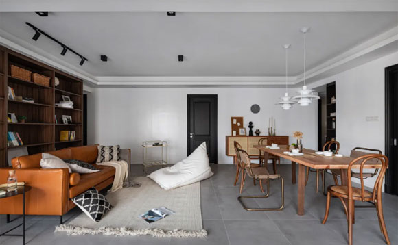 客厅打书柜加大书房，文化人的家就是不一样，北欧风设计太赞了！