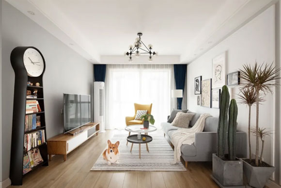 98㎡北欧风三房装修，阳台装吧台，厨房装谷仓门，设计简洁真好看！