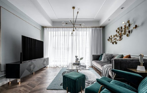 96㎡暗色系轻奢风空间，装修设计高级上档次，格调高雅有品位！