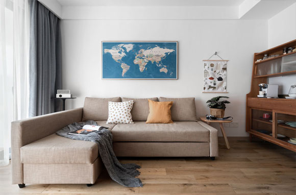 实用简约主义原木北欧风设计，阳台装柜子，全屋装修简洁很清爽！