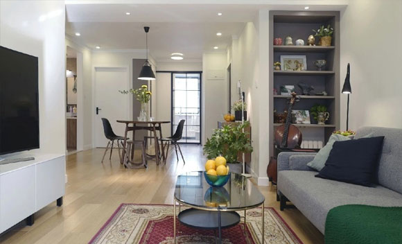 98㎡现代风格两房装修，设计简约时尚，卫生间收纳能力真强大！