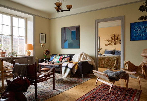 很文艺的北欧风装修,卧室书柜装满墙,慵懒别致还有点复古!