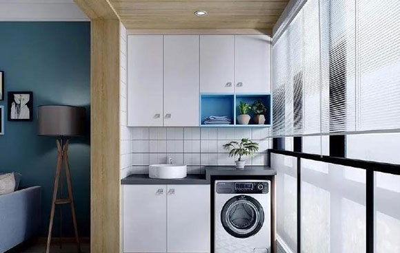 9套阳台改成的洗衣区，这样的阳台装修设计美观又实用，喜欢吗？