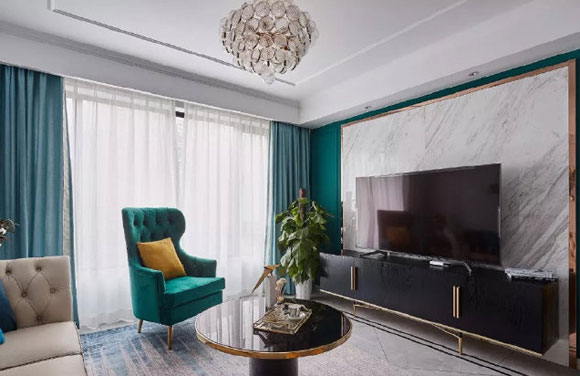 95㎡现代美式风格三房，设计效果大气，低调的华丽感不输轻奢风！