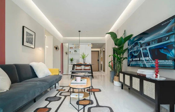 现代风格三房装修，全屋配色设计简约时尚，混搭的效果真养眼！