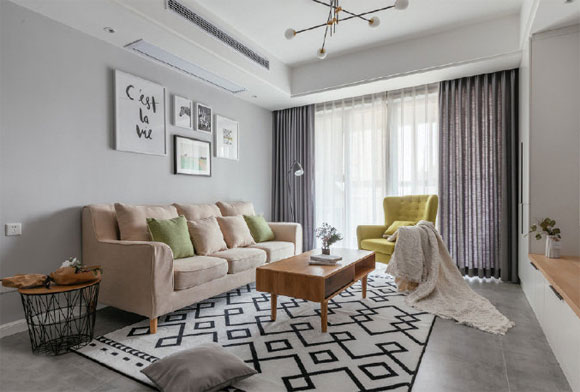 90㎡北欧风装修设计，淡淡的灰色乳胶漆墙面很耐看，真的好喜欢！